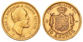 Sweden. 10 kronor. 1876. (Km-743). Au. 4,47 g. XF. Est...180,00.