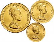 Thailand. Rama IX. (1968). Au. Serie de 3 monedas de oro de 150, 300 y 600 bhats, con  pesos de 3,72, 7,42 y 14,98 gr. respectivamente. 36º Aniversari...