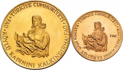 Turkey. 1978. Au. Lote de 500 liras y 1.000 liras. Acuñación en oro de la FAO de 1978 con una tirada de 650 ejemplares. Serie con la Madre de Anatolia...