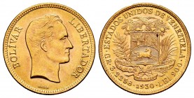 Venezuela. 10 bolívares. 1930. (Fried-6). Au. 3,22 g. Brillo original. XF. Est...150,00.