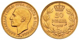 Yugoslavia. Alexander I. 20 dinara. 1925. (Km-7). (Fried-3). Au. 6,45 g. AU. Est...250,00.
