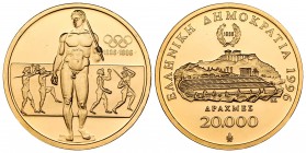 Greece. 20.000 dracmas. 1996. (Km-167). Au. 16,97 g. Juegos Olímpicos Atenas 1996. Con certificado y caja original. PR. Est...600,00.