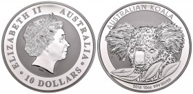 Australia. Elizabeth II. 10 dollars. 2014. Perth. P. Ag. 311,00 g. Koala. PR. Est...180,00.
