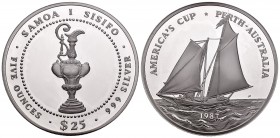 Samoa. 25 dollars. 1987. (Km-67). Ag. 155,55 g. Copa América de Vela. PR. Est...120,00.