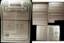 USA, of Historical Railway interest - Yosemite Short line Railway Company 40 Year First Mortgage Sinking Fund 4 1/2% Gold Bond, 1905, green, with coup...