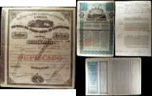 USA, South and Central America (3) Cuba, Empresa del Ferro-Carril de Guantanamo, certificate for one share, 1882, vignettes of train at top, allegoric...
