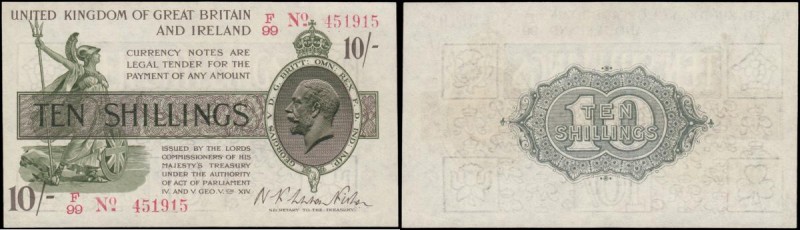 Ten Shillings Fisher T26 First issue Red dash in No. photgravure printing and Ir...