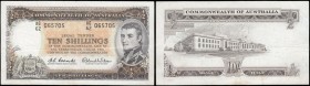Australia Reserve Bank 10 Shillings Pick 33a (McD 25, Rks. 17) ND 1961-65 signatures Coombs & Wilson serial number AG/62 065705, presentable good Fine...