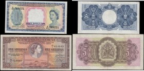 British Administration 1950's Queen Elizabeth II portrait issues (2) both in VF comprising Bermuda Government 5 Shillings Pick 18b dated 1st May 1957 ...
