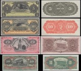 Costa Rica Banco de Costa Rica Unsigned Remainders (4) circa early 1900's and all in About UNC - UNC comprising 5 Pesos Pick S163r1 serial number 8221...