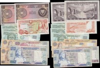 Cyprus 1960's to modern (12) in various grades VF to about UNC comprising 1 Pound Arms issue Pick 39 dated 1st Decmeber 1961 (2) both prefix A/11. 50 ...