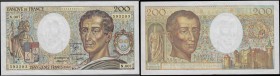 France (2) 200 Francs Pick 155a (Fayette F70.1) very FIRST date and earlier issue 1981 signatures Strohl , Tronche & Dentaud serial number N.007 59320...