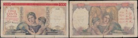 French Indochina 500 Piastres Pick 83a ND 1951 variety with bank title in red panel signatures Emile Minost and Jean Laurent serial number D.83 481 20...