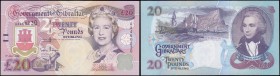 Gibraltar Government 20 Pounds Pick 27a dated 1st July 1995 serial number AA 460230, crisp gem UNC and very eye-pleasing in this superb grade retainin...