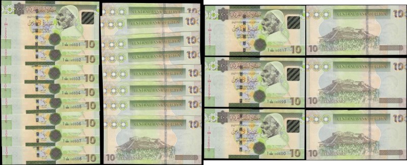 Libya Central Bank 10 Dinars Pick 78Ab dated 17th February 2011 and variety with...