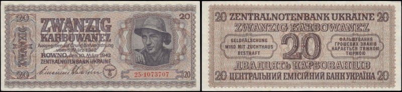 Ukraine - German Occupation Zentralnotenbank 20 Karbowanez Pick 53 dated 10th Ma...