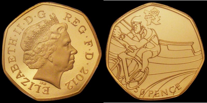 Fifty Pence 2012 London Olympic Games - Gold Medal Winners Coin - Cycling, Gold ...