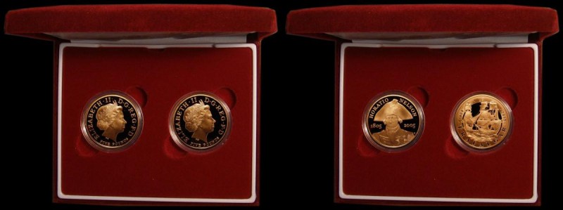 Five Pound Crown in Gold (2) a two-coin set 2005 Nelson and Trafalgar Gold Proof...