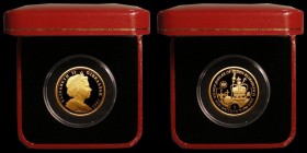 Gibraltar Gold Halfcrown 2002 Queen Elizabeth II Golden Jubilee 24 carat gold Proof with Sapphire, Ruby, Diamond and Emerald set into the reverse nFDC...