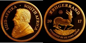 South Africa Gold 50 Ounce Krugerrand 2017 50th Anniversary of the first Krugerrand, with the '1967-2017 50 Year Anniversary privy mark in the reverse...