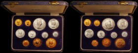 South Africa Proof Set 1953 (11 coins) KM#PS26 Gold Pound, Gold Half Pound and Crown to Farthing UNC to FDC some of the bronze cleaned, in the blue So...