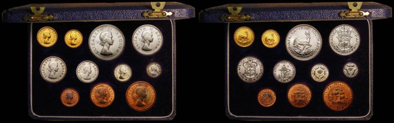 South Africa Proof Set 1954 (11 coins) KM#PS29 Gold Pound, Gold Half Pound and C...