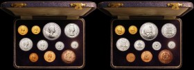 South Africa Proof Set 1959 (11 coins) comprising Gold Pound, Gold Half Pound, and Crown to Farthing, the gold and silver brilliant, the bronze with t...