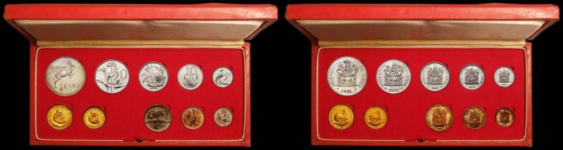 South Africa Proof Set 1971 (10 coins) 2 Rand to Half Cent, includes the Gold 2 ...