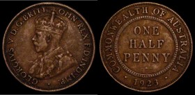 Australia Halfpenny 1923 KM#22 Good Fine the edge of the centre diamond almost complete, the surfaces with some dark tone and dirt in the legends, the...