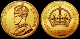 Australia INA Fantasy Crown 1937 Pattern with EMPEROR legend on obverse, in a 'Barton-style' gold finish, 20.28 grammes, believed to be one of only 3 ...