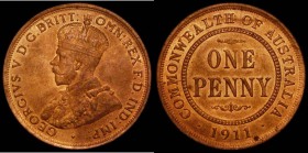 Australia Penny 1911 KM#23 Lustrous UNC with a small tone spot after the date, all pearls and diamonds visible on the crown, scarce thus