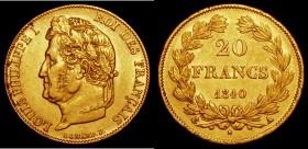 France 20 Francs Gold 1840A KM#750.1 NEF