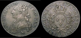 France Half Ecu 1792A Louis XVI KM#562.1 choice GEF or better evenly toned over original subdued lustre, a very sharp strike, rare and desirable thus