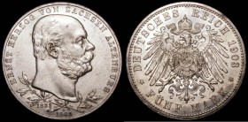German States - Saxe-Altenburg 5 Marks 1903A KM#40 Ernst 50th Year of Reign KM#40 AU/UNC and lustrous with some contact marks