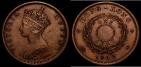 Hong Kong One Cent 1862 Copper Pattern, Type C, KM#Pn25, Pridmore 280. Obverse : Small Gothic head left, crowned, Reverse: ONE CENT around central cir...