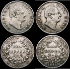 India Half Rupees (2) 1835 Calcutta Mint, RS incuse on truncation KM#449.4 NVF, 1835 Calcutta Mint, F incuse on truncation KM#449.3 Good Fine