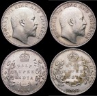 India Half Rupees (2) 1905 Calcutta Mint KM#507 VF with a stain on the reverse, the key date in the Edward VII series, 1910 Calcutta Mint KM#507 NEF/E...