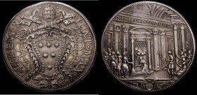 Italian States - Papal States Piastra 1675 Clemens X KM#368, Dav.4078 44mm diameter in silver , GVF a bold and even strike