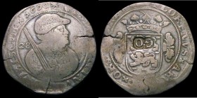 Netherlands - Groningen and Ommeland 28 Stuivers countermarked coinage of 1693, with G.O countermark on Friesland 28 Stuivers 1690 host coin KM#10, co...