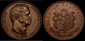 Halfpenny 19th Century Warwickshire, Atherstone, Sir George Chetwynd, Grendon 1842. Obverse: Bust to right: "SIR GEORGE CHETWYND BARONET. 1842.". Reve...