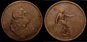Ireland Penny Token 1800 or 1822 34mm diameter, 14.19 grammes Obverse : Bust George III right, laureate and draped, ONE PENNY TOKEN. Reverse : Hiberni...