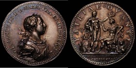 Coronation of George III 1761 34mm diameter in silver by L.Natter. Eimer 694 Obverse Bust right laureate and armoured, GEORGIVS. III. D.G. M. BRI. FRA...