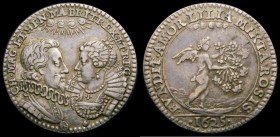 Marriage of Charles I and Henrietta Maria 1625 23mm diameter cast in Silver by P.Regniet, Eimer 105b, Obverse: Facing busts, above: celestial rays.CH....