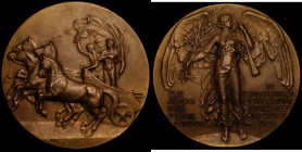 Olympic Games 1908 London, Commemorative Participation medal 50mm diameter by B.Mackennal, Eimer 1904 Obverse: Fame standing upon a globe, facing, hea...