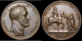Surrender of Pamplona 1813 41mm diameter in bronze, by N.G.A. Brenet /J.P.Droz, Eimer 1037. Obverse: Bust right, ARTHUR DUKE OF WELLINGTON, Reverse: F...