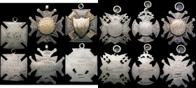 Fire Brigade badges in silver (6) to Fireman A.Hayman as follows:- Drill 1901, Norton's Trophy 1906 (2), Carnival 1910, 2-Men event - Coupling, 3-Men ...