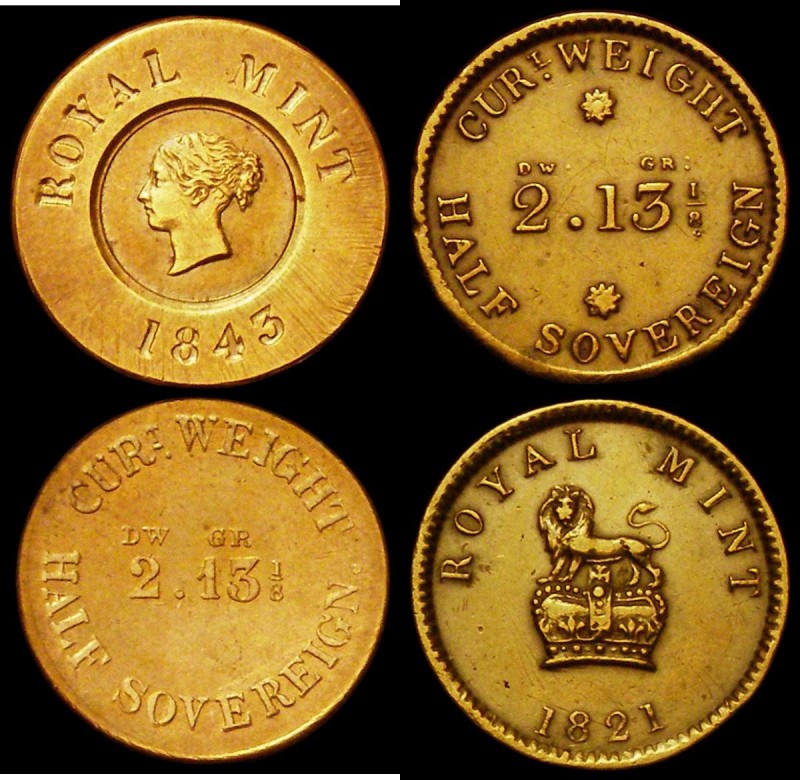 Coin Weights (2) 1821 Royal Mint for Half Sovereign, Obverse: Lion on Crown, Rev...