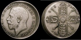 Mint Error - Mis-Strike Florin 1921 struck around 10% off-centre with a raised lip from 12 o'clock to 5 o'clock on the obverse Bold GVF/NEF