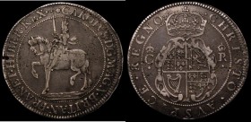 Crown Charles I First Milled Coinage by Briot (1631-1632) S.2852 mintmark flower and B nearer VF than Fine with some mild surface porosity and a field...