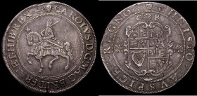 Crown Charles I Tower Mint under the King, Group 2, Type 2a, Second Horseman, smaller horse, plume on horse's head only, cross on housing, Reverse: Ov...